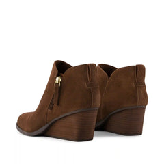 Womens Goldie Wedge Ankle Bootie Hot Cocoa Suede