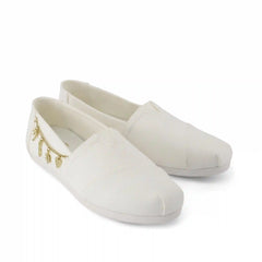 Womens Alpargata Classic White Recycled Cotton Canvas with Charms Chain