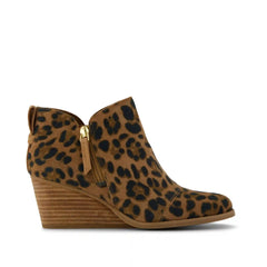 Womens Goldie Wedge Ankle Bootie Leopard Suede
