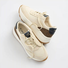 Womens TRVL Lite Wedge Sneaker Water Repellent Cream Cheetah Print Vintage Twill