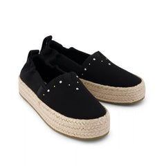 Valencia Platform Kids Espadrille Black Brushed Twill