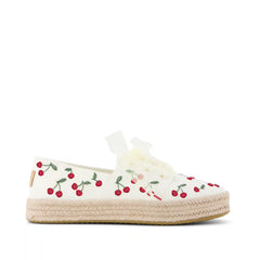 Womens Carolina Lace-Up Espadrille Cherry Embroidery