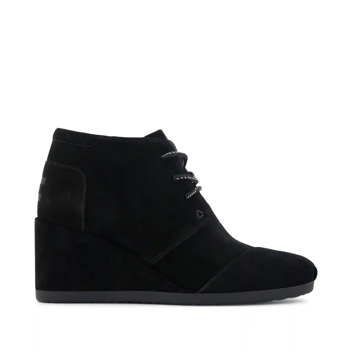 Womens Desert Wedge Ankle Bootie Black Suede