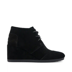 Womens Desert Wedge Ankle Bootie Black Suede