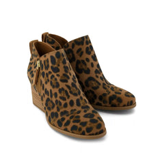 Womens Goldie Wedge Ankle Bootie Leopard Suede