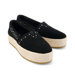 Womens Valencia Platform Espadrille Black Suede