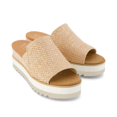 Womens Diana Mule Wedge Sandal Natural Metallic Raffia