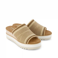 Womens Diana Mule Wedge Sandal Almond Crochet