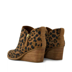 Womens Goldie Wedge Ankle Bootie Leopard Suede