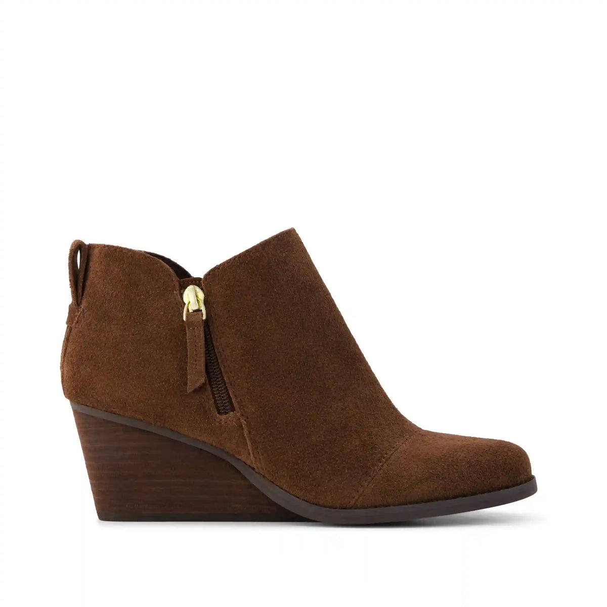 Womens Goldie Wedge Ankle Bootie Hot Cocoa Suede