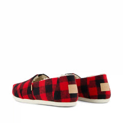 Womens Alpargata Classic Buffalo Plaid Red Faux Shearling