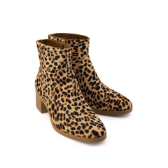 Womens Delilah Heeled Boot Brown Sugar Leopard Print Hair Leather