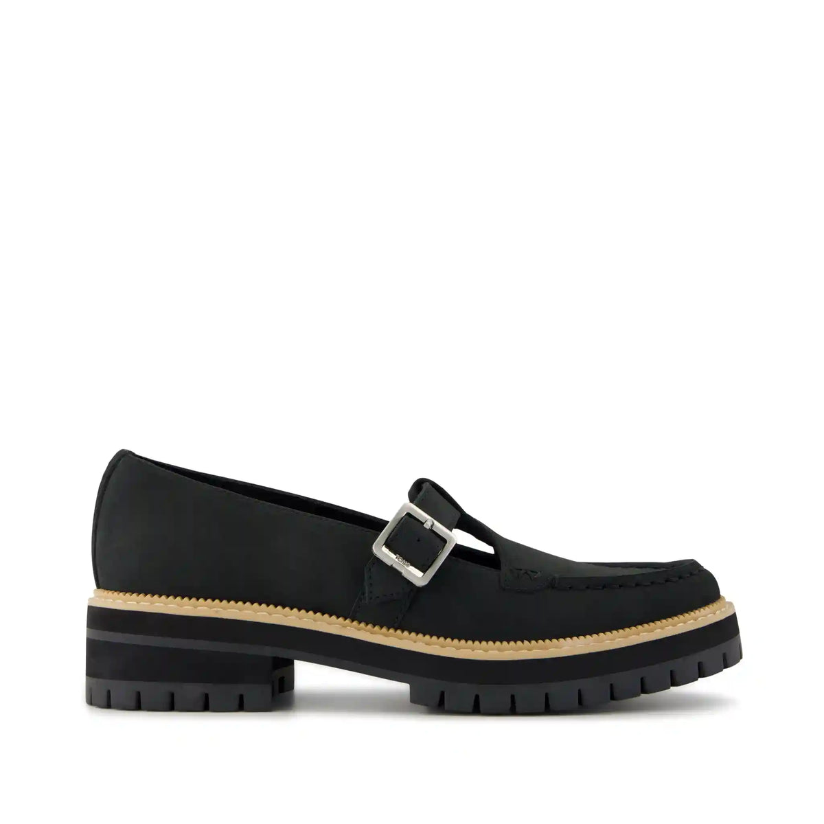 Womens Cara Mary Jane Loafer Black Nubuck Leather