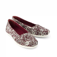 Womens Alpargata Ballet Flat Burgundy Floral Print