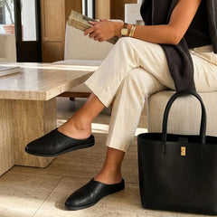 Womens Amelia Mule Black Faux Leather