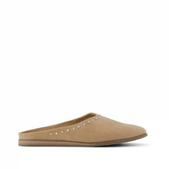 Womens Amelia Mule Taupe Microsuede with Studs