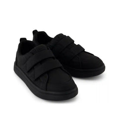 Cruz Double Strap Kids Sneaker Black Microsuede