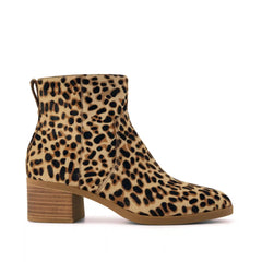 Womens Delilah Heeled Boot Brown Sugar Leopard Print Hair Leather