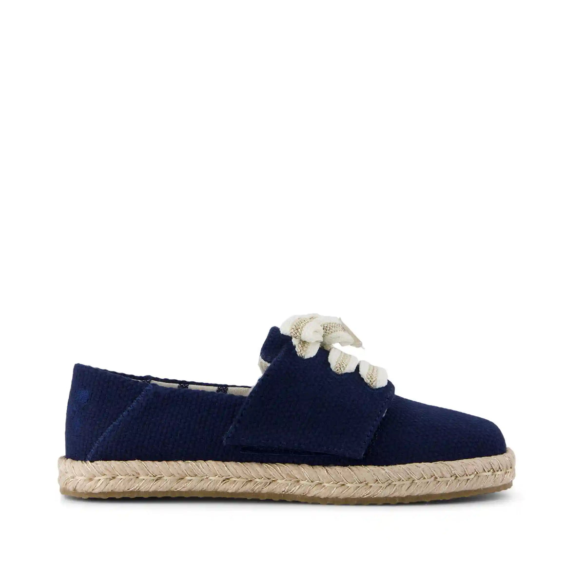 Carolina Lace-Up Kids Espadrille Navy Beachside Woven
