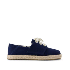 Carolina Lace-Up Kids Espadrille Navy Beachside Woven