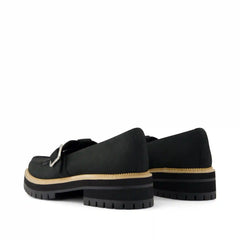 Womens Cara Mary Jane Loafer Black Nubuck Leather