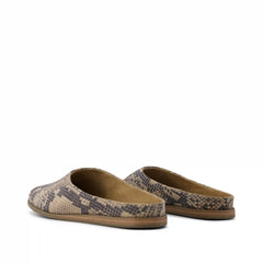 Womens Amelia Mule Taupe Snake Print Suede