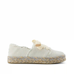Carolina Lace-Up Espadrille White Onyx Textured Denim