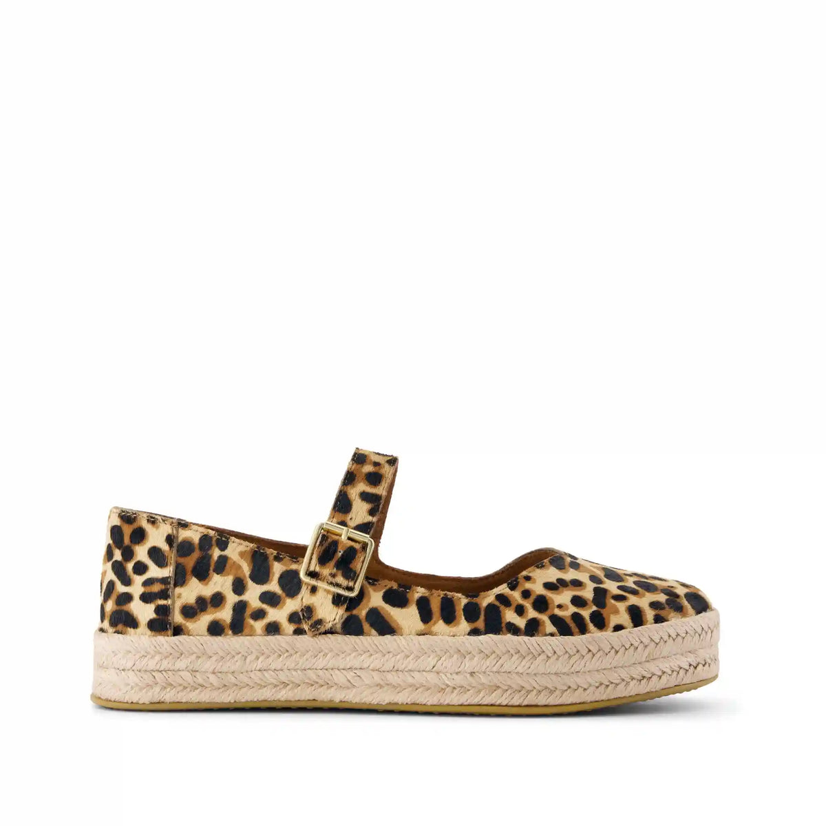 Womens Carolina Mary Jane Espadrille Brown Sugar Leopard Print Hair