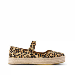 Womens Carolina Mary Jane Espadrille Brown Sugar Leopard Print Hair