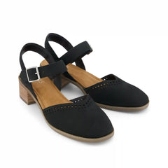 Womens Jaclyn Heel Black Perforated Leather