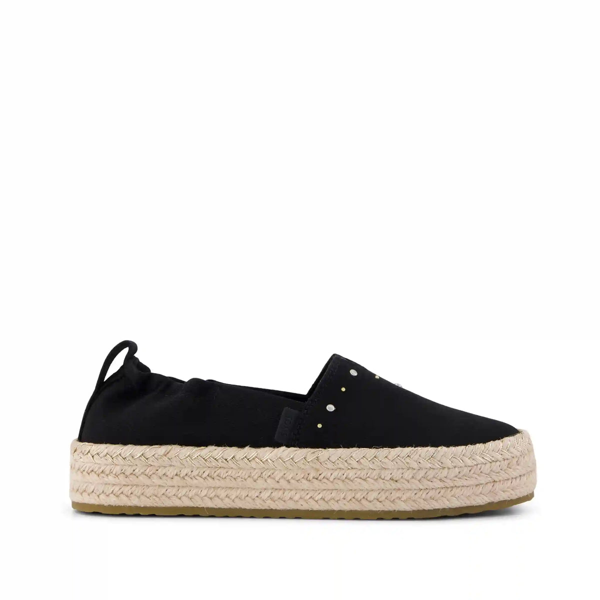 Valencia Platform Kids Espadrille Black Brushed Twill