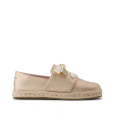 Carolina Lace-Up Kids Espadrille Seashell Metallic Faux Leather