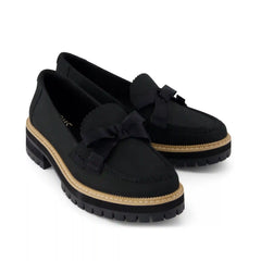 Womens Cara Bow Loafer Black Leather