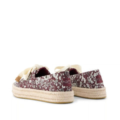 Womens Carolina Lace-Up Espadrille Burgundy Floral Print