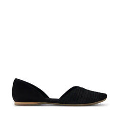 Womens Gemma D'Orsay Flat Black Croc Microsuede