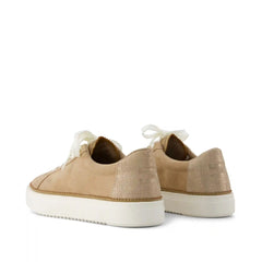 Womens Izzy Lace-Up Sneaker Taupe Premium Microfiber Suede