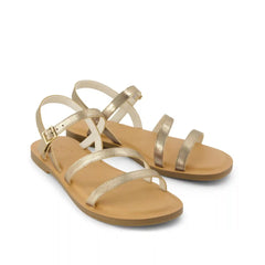 Womens Kira Strappy Sandal Gold Leather