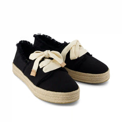 Carolina Lace-Up Espadrille Black Beachside Woven