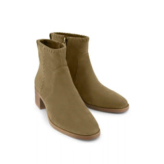 Womens Delilah Heeled Boot Water Repellent Military Olive Suede