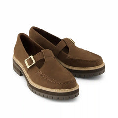 Womens Cara Mary Jane Loafer Hot Cocoa Nubuck Leather