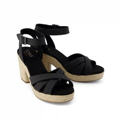 Majorca Rope Strappy Platform Sandal Black Leather