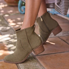 Womens Delilah Heeled Boot Water Repellent Military Olive Suede