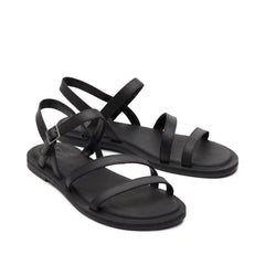Kira Black Leather Strappy Sandal