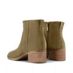 Womens Delilah Heeled Boot Water Repellent Military Olive Suede