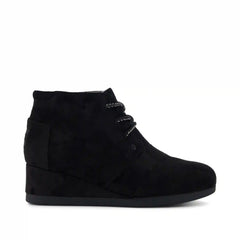 Black Microsuede Desert Wedge Kids Boot