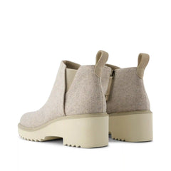 Maude Natural Shimmer Twill Wedge Boot