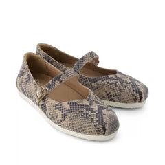 Womens Alpargata Mary Jane Taupe Snake Print Suede
