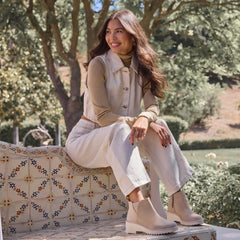 Maude Oatmeal Suede Wedge Boot
