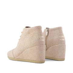 Womens Desert Wedge Ankle Bootie Natural Shimmer Twill