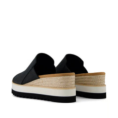 Diana Mule Wedge Sandal Black Leather